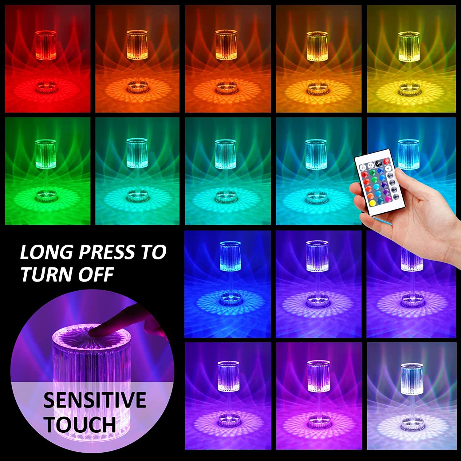 6605 Crystal Table Lamp , Touch Control Atmosphere Nightstand Lamp With USB Charging Line DeoDap 6605 Crystal Table Lamp , Touch Control Atmosphere Nightstand Lamp With USB Charging Line DeoDap